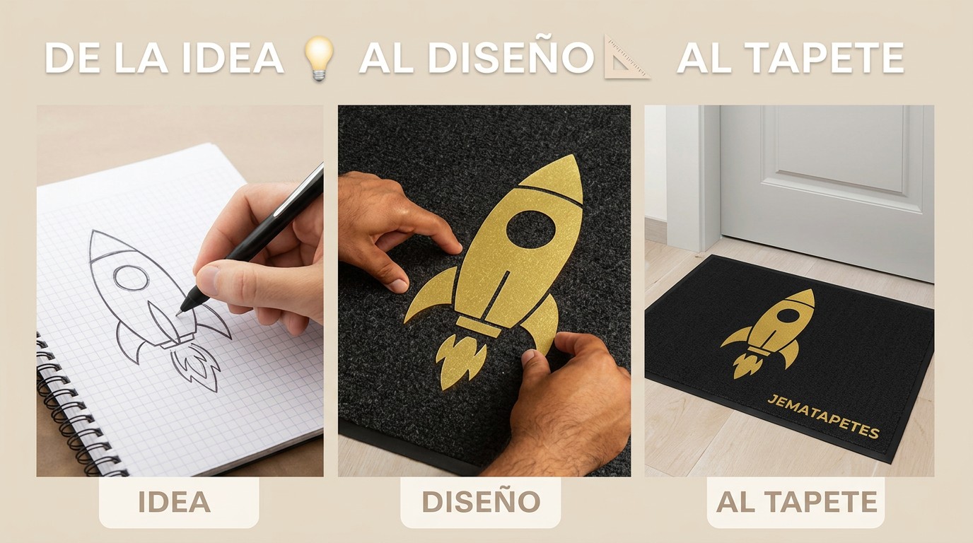 Proceso de creación de un tapete publicitario: idea, diseño y producto final